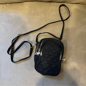 Bobo Black Quilted nylon travel crossbody bag gold hardware pockets purse